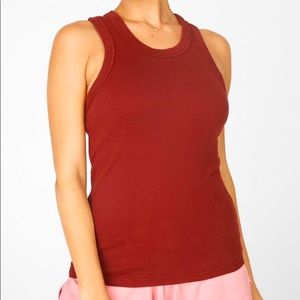 Tina let racer back cotton tank in brick, sz 4X